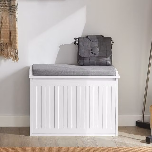 SoBuy White Hallway Shoe Bench and Shoe Cabinet with Flip-drawer