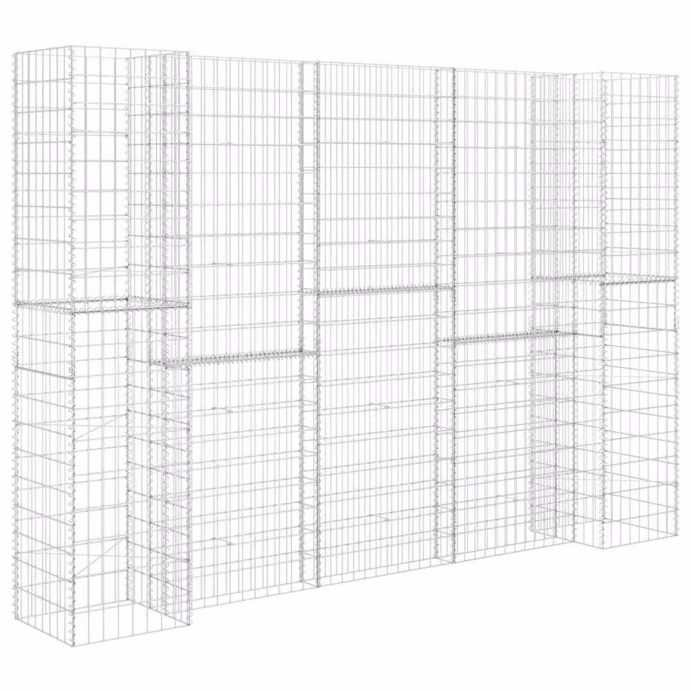 Berkfield Home H-Shaped Steel Wire Gabion Planter and Raised Bed in Silver, W/D/H: 260 x 40 x 200 cm – 2