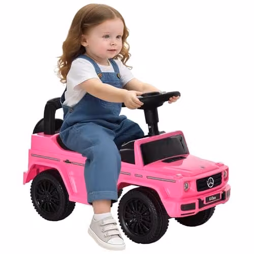 HOMCOM Mercedes 3 in 1 Kids Ride On Car with Slide and Light and Sound Effects, Pink, W/D/H: 41.5 x 28.5 x 28.5 cm