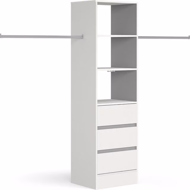 Spacepro Matt White 600mm Tower Unit with 3 Drawers