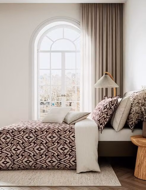 Bedeck of Belfast Sato Reversible Mulberry Purple Multicolour Cotton Percale Bedding Set, W: 140 cm, L: 200 cm