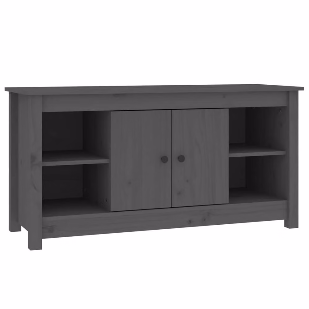 Berkfield Home Grey Modern Solid Pine Wood TV Cabinet W: 103 cm, D: 36.5 cm, H: 52 cm – 3