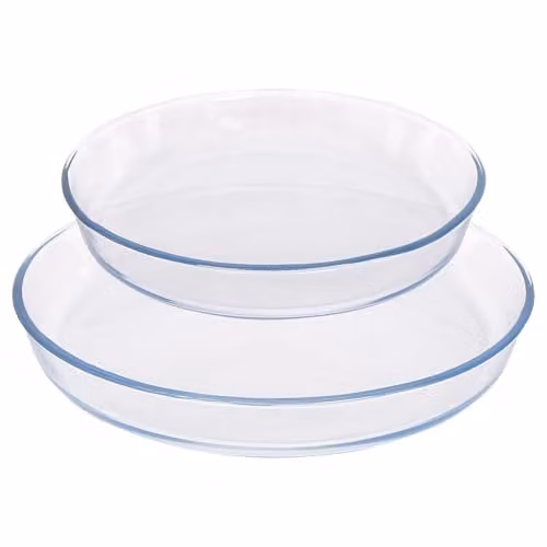 Argon Tableware Round Glass Oven Dish Set, 2-Piece Transparent Casserole and Roasting Dish Set, Microwave and Freezer Safe