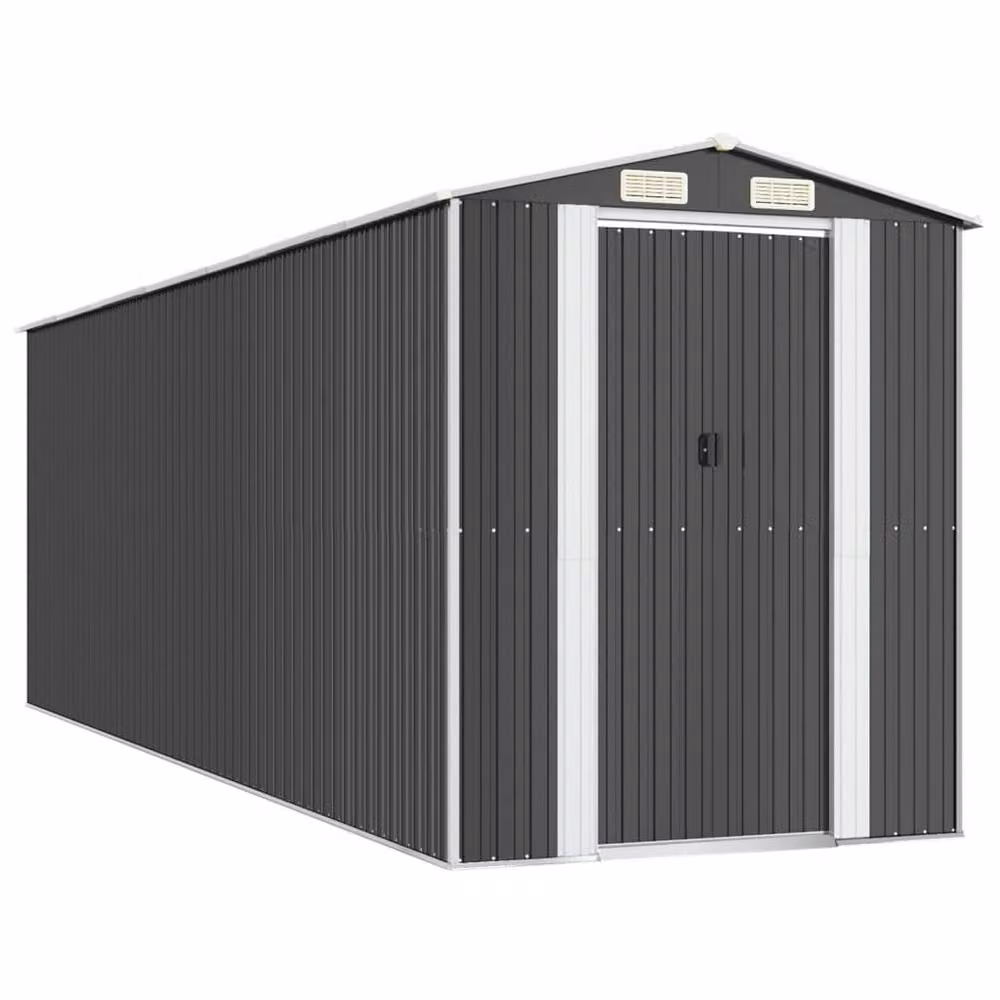 Berkfield Home Anthracite Galvanised Steel Garden Shed with Sliding Gable Doors W/D/H: 606 x 192 x 223 cm – 2