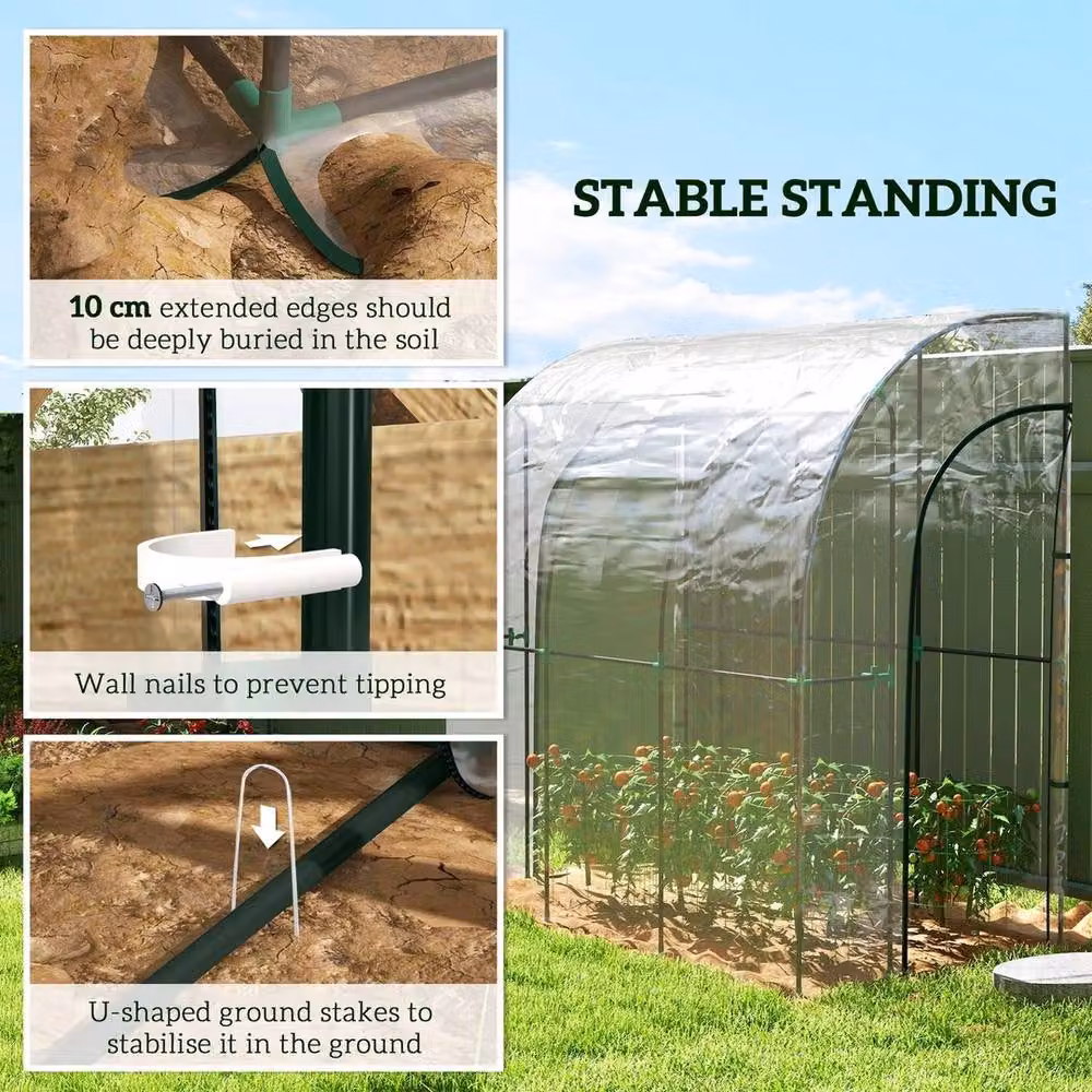 NESTLUNE Clear Plastic Walk-In Lean-to Wall-Mounted Tunne Greenhouse, W/D/H: 214 x 118 x 212 cm – 2