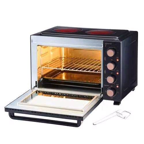 Cooks Professional Mini Portable Electric Countertop Oven with Ceramic Hobs and Grill, 34L Capacity, Black – 4