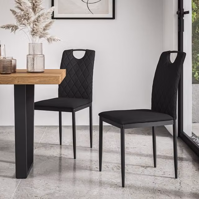 More4Homes Monza Faux Leather Dining Chair, Set of 2, Black
