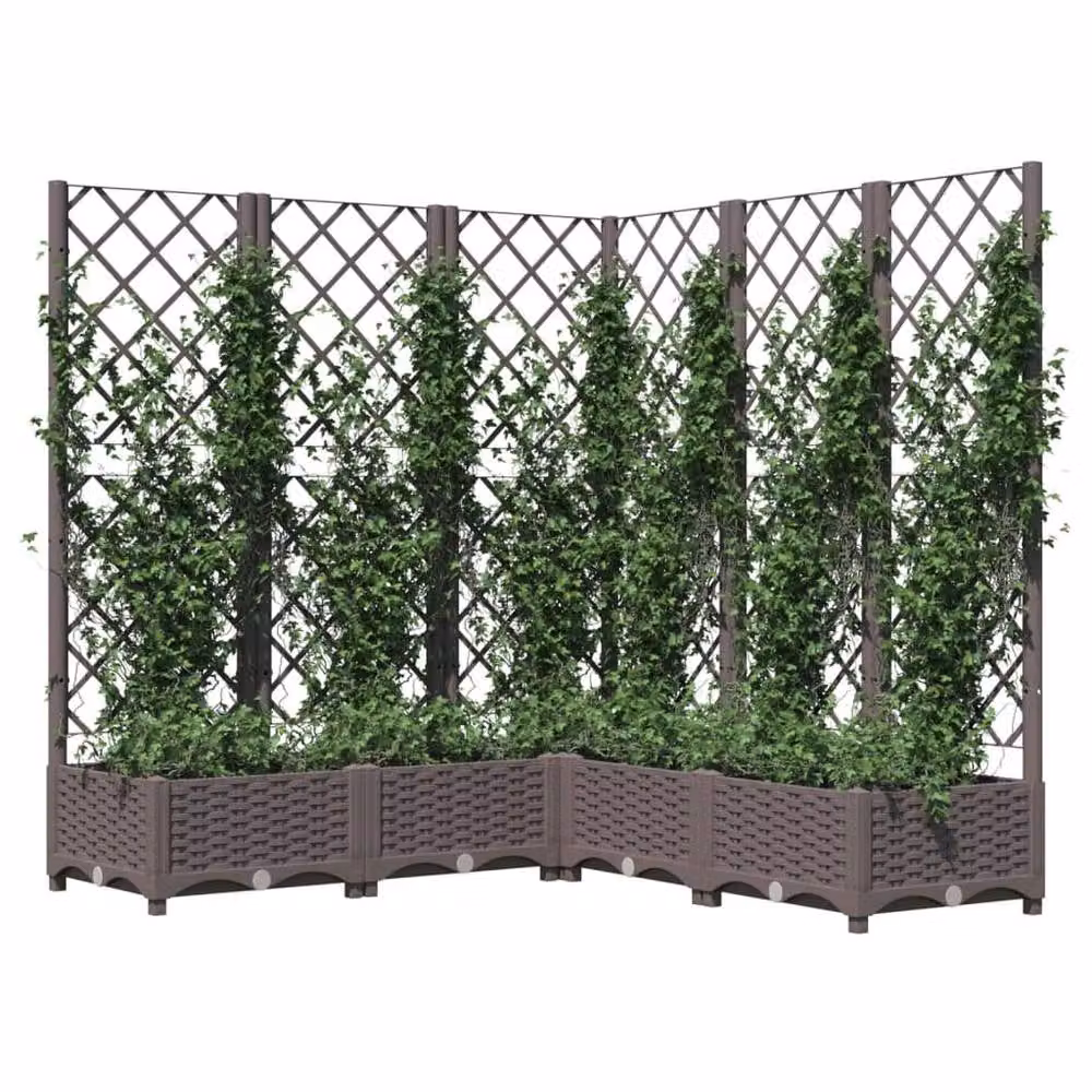 Berkfield Home Garden Planter with Trellis in Brown, W/D/H: 120 x 120 x 121.5 cm – 3