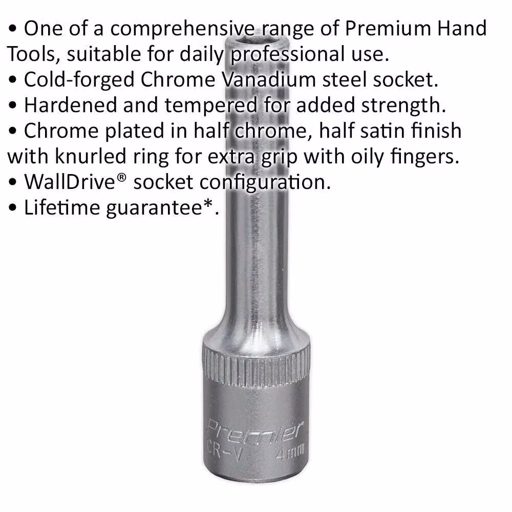 Loops 4mm Forged Steel Deep Drive Socket, 1/4 inch Square Drive, Chrome Vanadium, Silver – 2