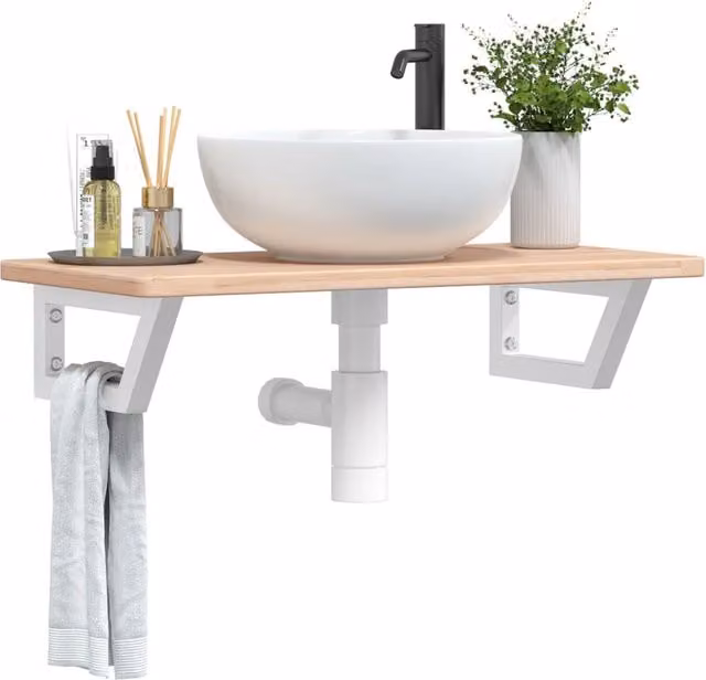 Berkfield Home Wall Mounted Basin Shelf in Brown Oak and Steel
