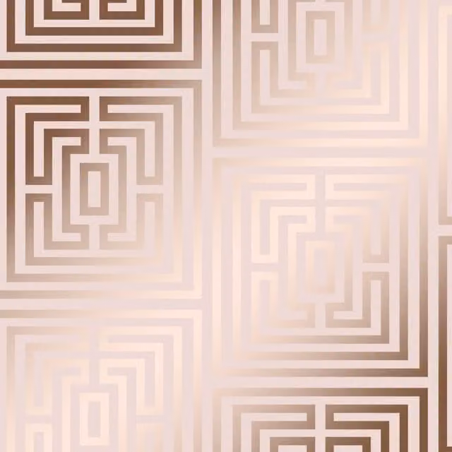 I Love Wallpaper Maze Geometric Abstract Wallpaper in Blush Pink and Rose Gold, Width: 33 cm