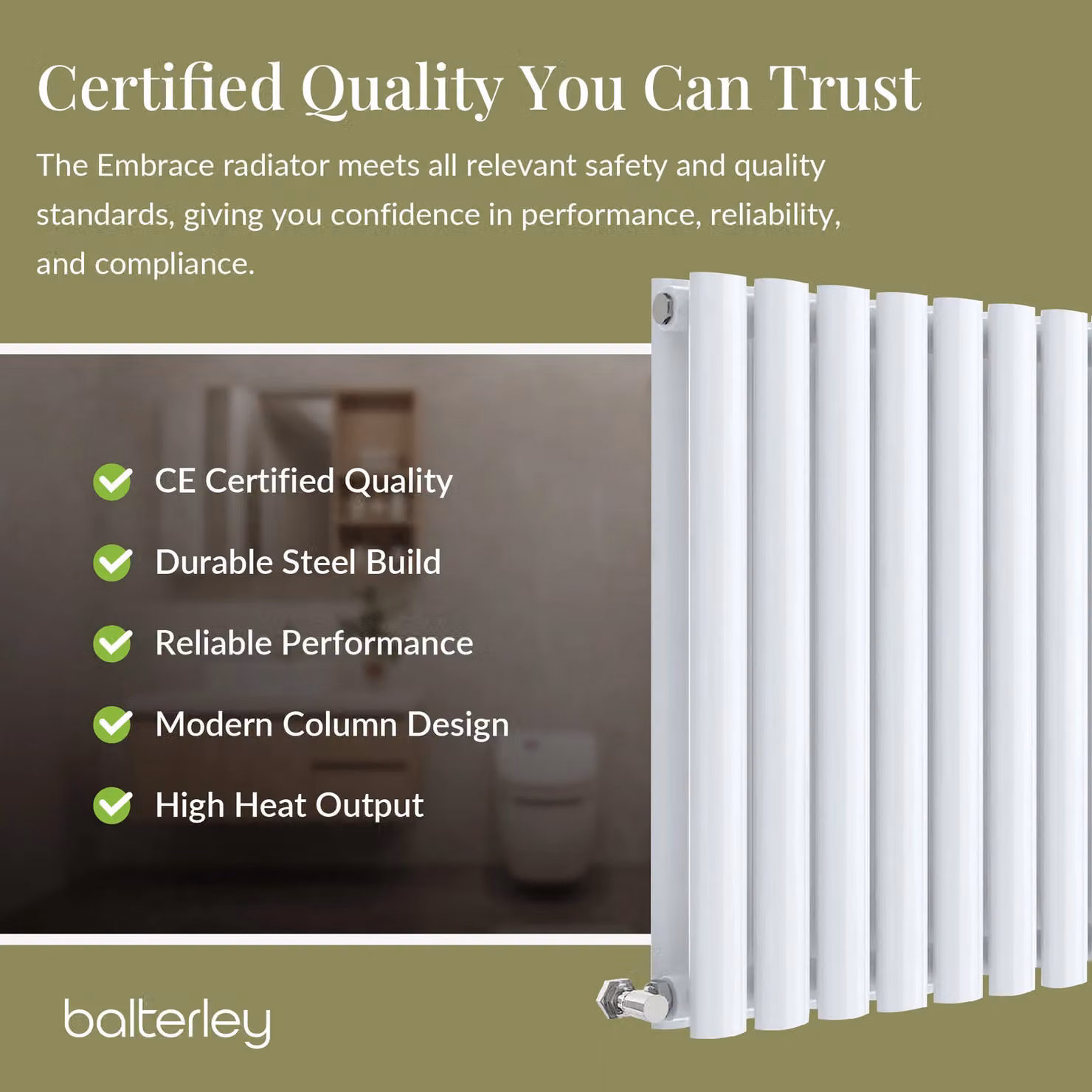 Balterley Embrace Horizontal Double Panel Radiator, Gloss White, W: 139.8 cm, H: 60 cm, D: 6 cm – 2