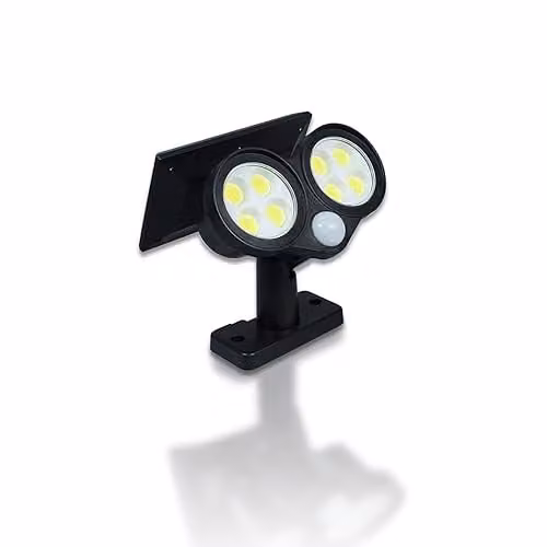 mysmartbuy Solar Powered Twin LED PIR Motion Sensor Security Floodlight in Black, H15 x W14 x D13 cm – 1