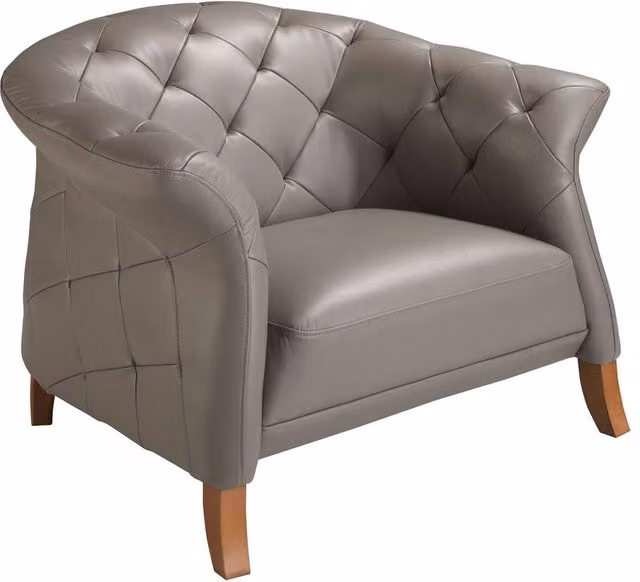 Angel Cerda Grey Cowhide Leather Armchair with Honey Wood Legs, H 112 x W 81 x D 81 cm – 1