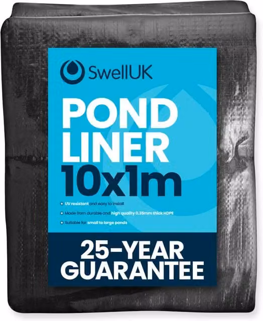 Swell UK Black HDPE Plastic Pond Liner 10 x 1 m
