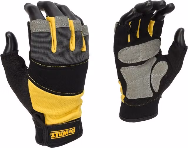 DeWalt Fingerless Performance Gloves, Large, Yellow and Multicolour