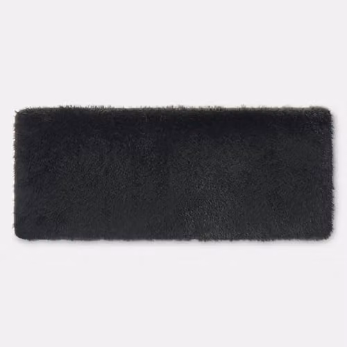 OHS Black Modern Shaggy Runner Rug, Non-Slip Faux Fur Polyester Floor Mat, W/D/H: 60 x 150 x 1 cm – 5