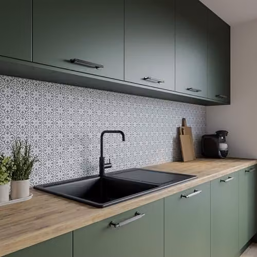Bushboard Florence Tile Look Aluminium Kitchen Splashback Panel, W: 300 cm, H: 75 cm, D: 0.4 cm – 1