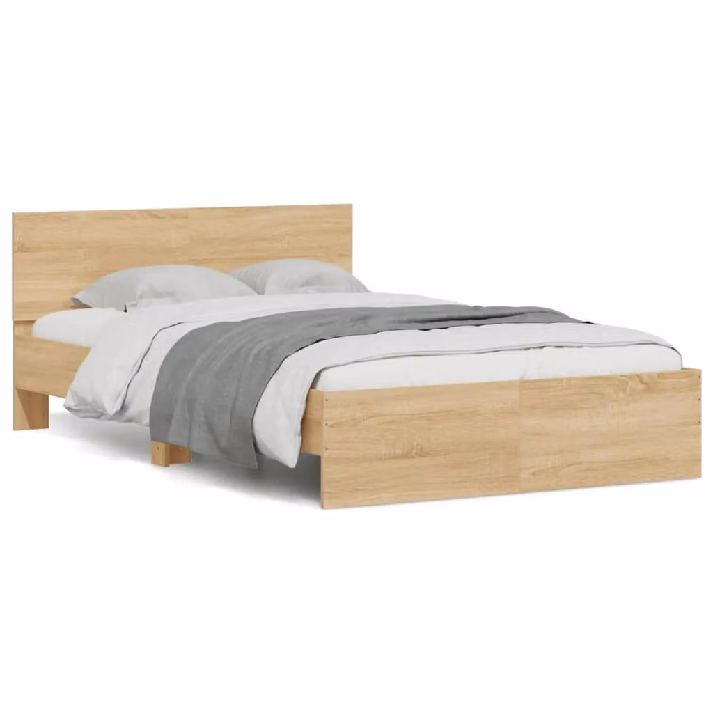 Berkfield Home Sonoma Oak Bed Frame in Brown, W/D/H: 120 x 200 cm – 2