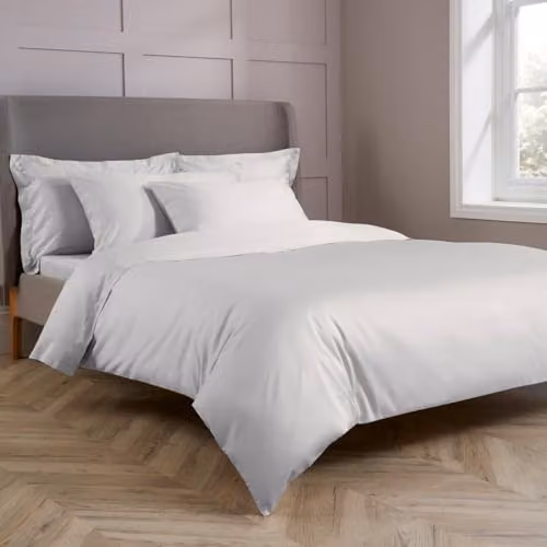 Christy 400 Thread Count Mako Satin Cotton Duvet Cover and Pillowcase Set in Grey, W/D/H: 140 x 200 cm – 2