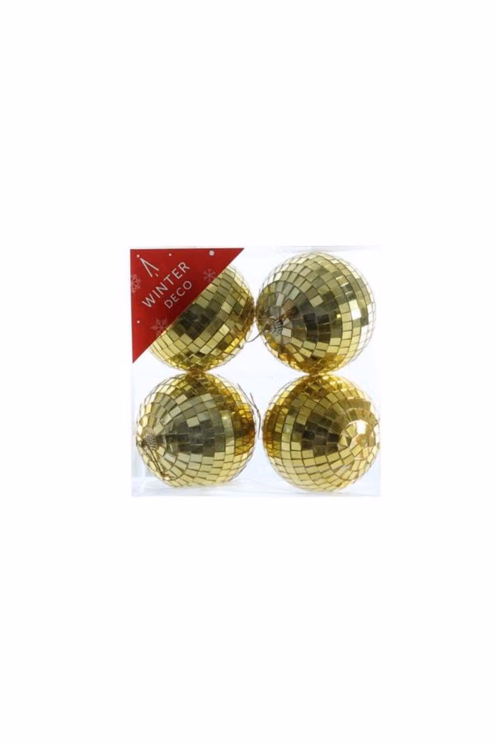 KDMD Gold Disco Ball Christmas Baubles, 4 Pack, Diameter: 10 cm – 2