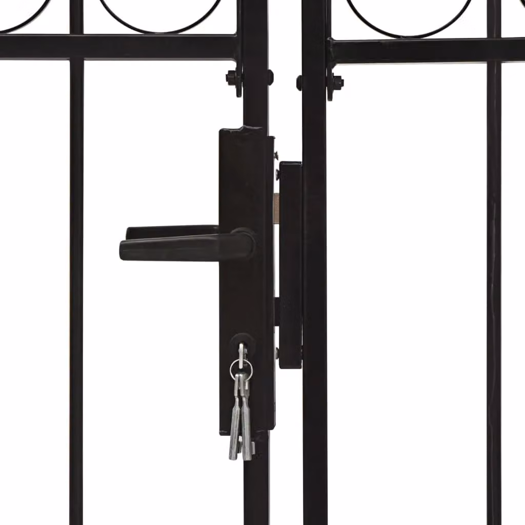 Berkfield Home Double Door Arched Top Steel Fence Gate in Black, W: 300 cm, H: 125 cm – 2