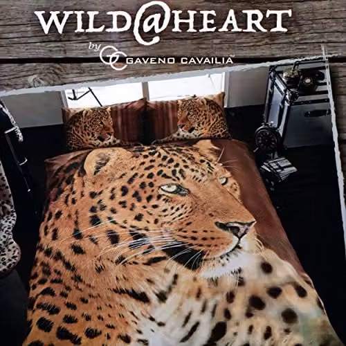 Gaveno Cavailia Wildlife 3D Leopard Bed Set with Duvet Cover and Pillowcase, Multicolour, W: 180 cm, H: 200 cm