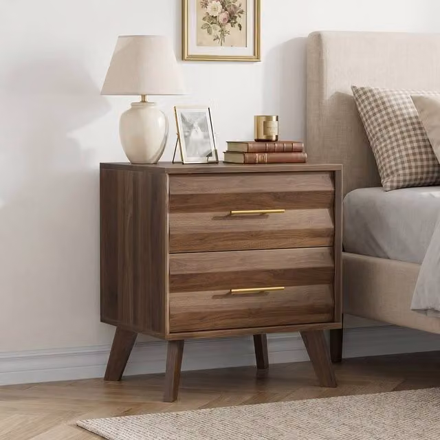 Matteo Brown Two-Drawer Bedside Cabinet in Wood and MDF