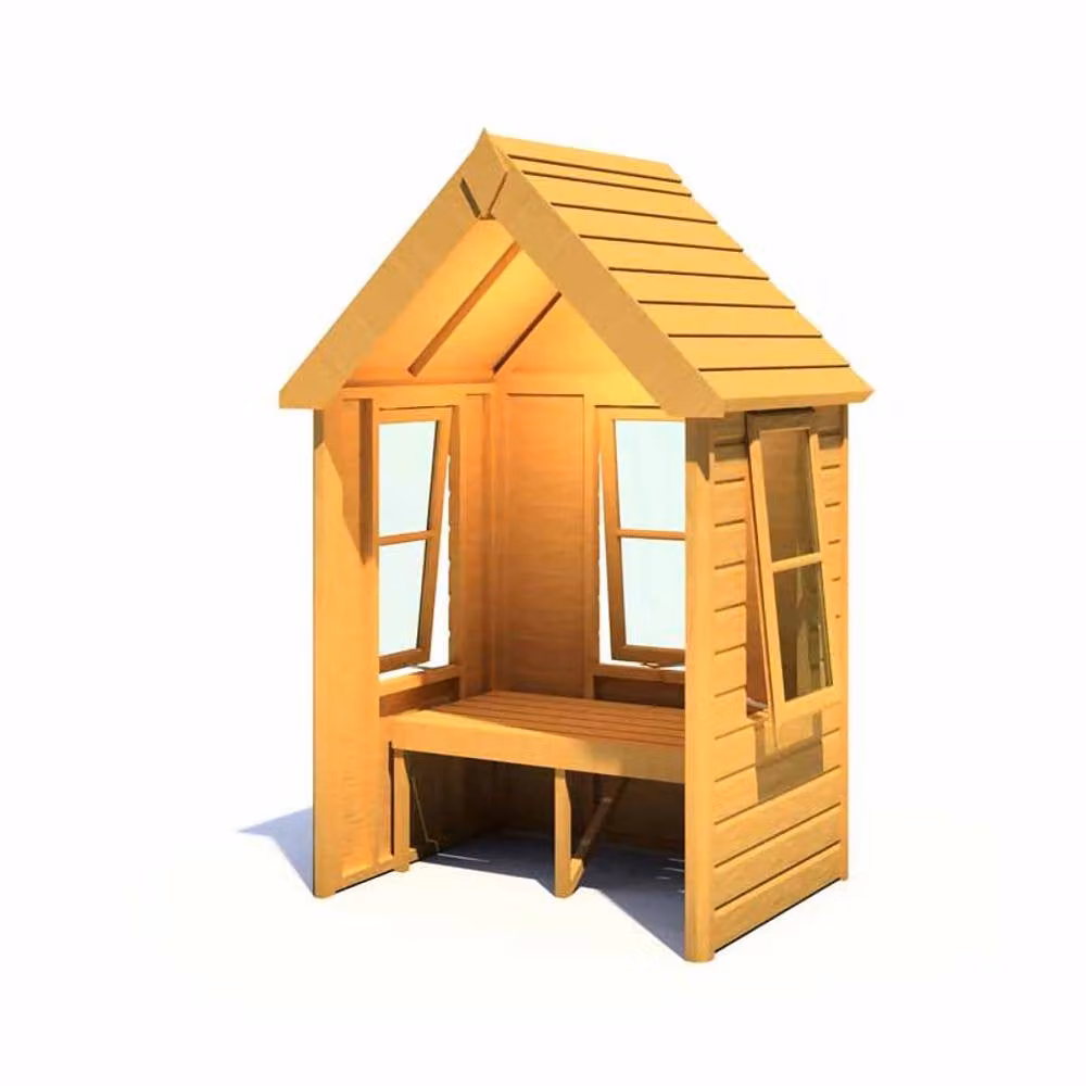 Shires Almarie Pressure Treated Wood Arbour in Brown, W: 130.6 cm, D: 100.6 cm, H: 221.4 cm
