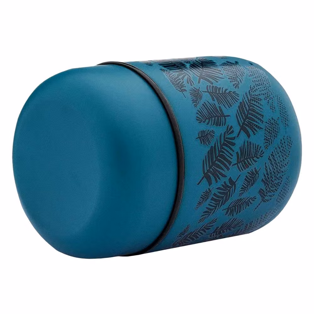 Iguana Peony Leaf Print Green and Turquoise 280ml Vacuum Insulated Stainless Steel Thermal Flask – 2