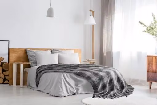 New Edge Blinds Comfy Check Collection Grey Woven Cotton Throw, W: 127 cm, D: 152 cm – 5