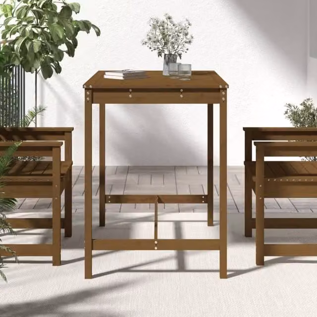 Berkfield Home Rectangular Garden Table in Brown Solid Pine Wood, W: 121 cm, D: 82.5 cm, H: 110 cm – 1