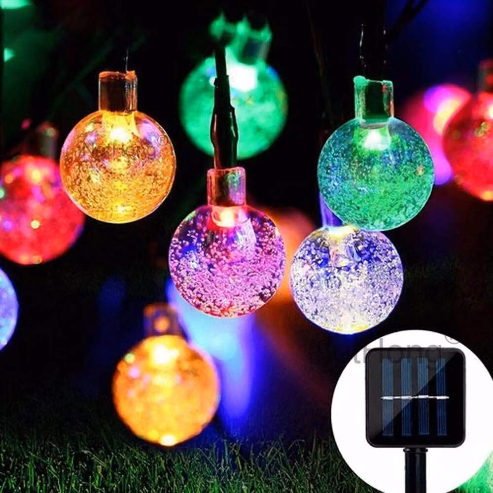 SPETLEK Solar Powered Multicolour LED Retro Bulb String Lights, 6.5m – 5