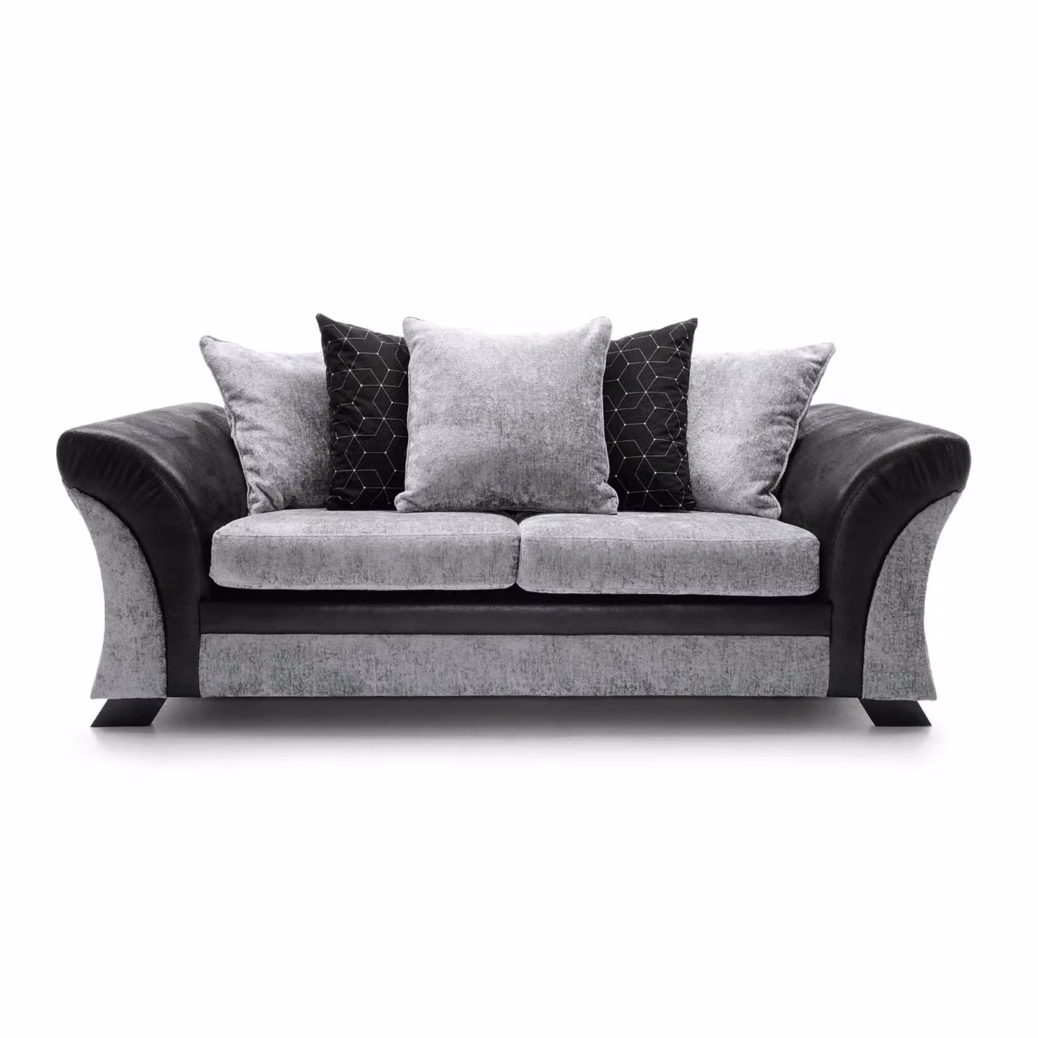 Abakus Direct Farrow 3 Seater Crushed Chenille Fabric Sofa in Black and Grey – 2