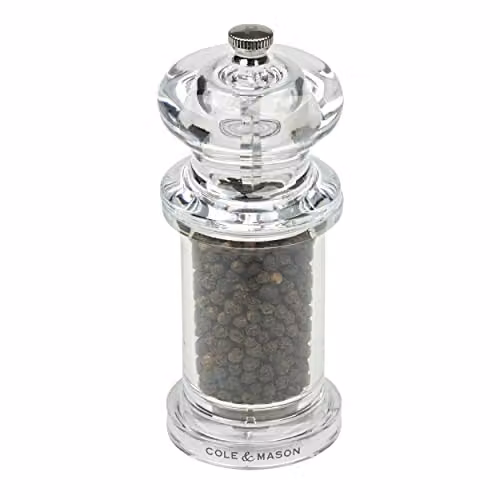 Cole & Mason Precision+ Clear Acrylic Pepper Mill with Ceramic Grinder, Height: 14 cm – 1