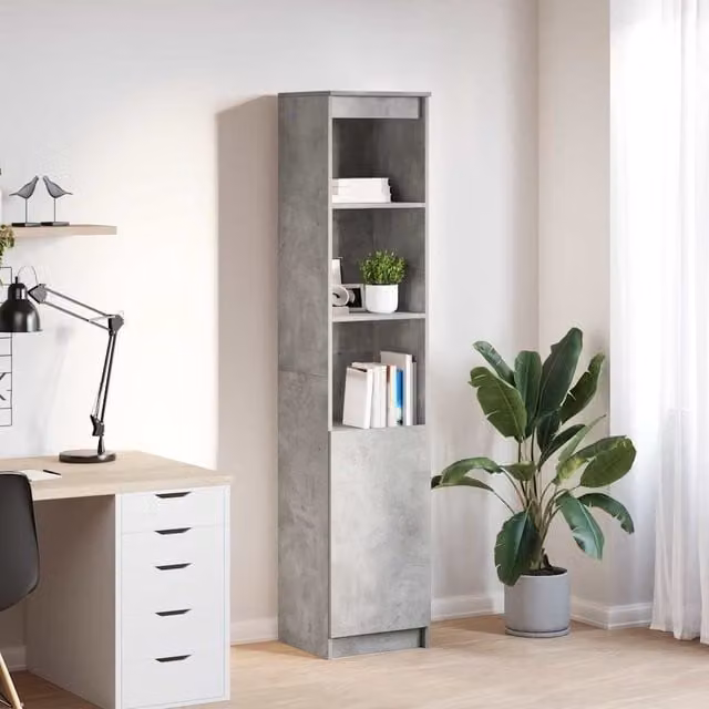 Berkfield Home Highboard in Concrete Grey, W/D/H: 37.5 x 35 x 180 cm – 1