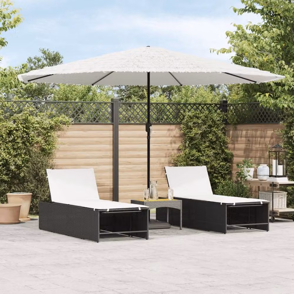 Berkfield Home Garden Parasol in White with Steel Pole, W/D/H: 388 x 388 x 248 cm – 2