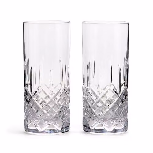 Royal Doulton Ashmere Geometric Crystal Tumbler Highball Set of 2, Transparent – 1