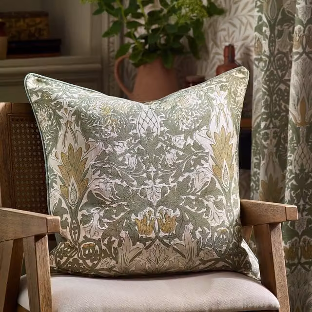 Morris & Co. Snakes Head Chenille Filled Cushion, Multicolour, W x D: 55 x 55 cm