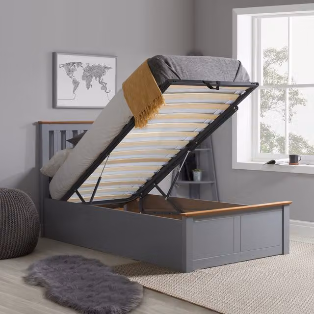 Birlea Phoenix Single Storage Ottoman Bed in Grey