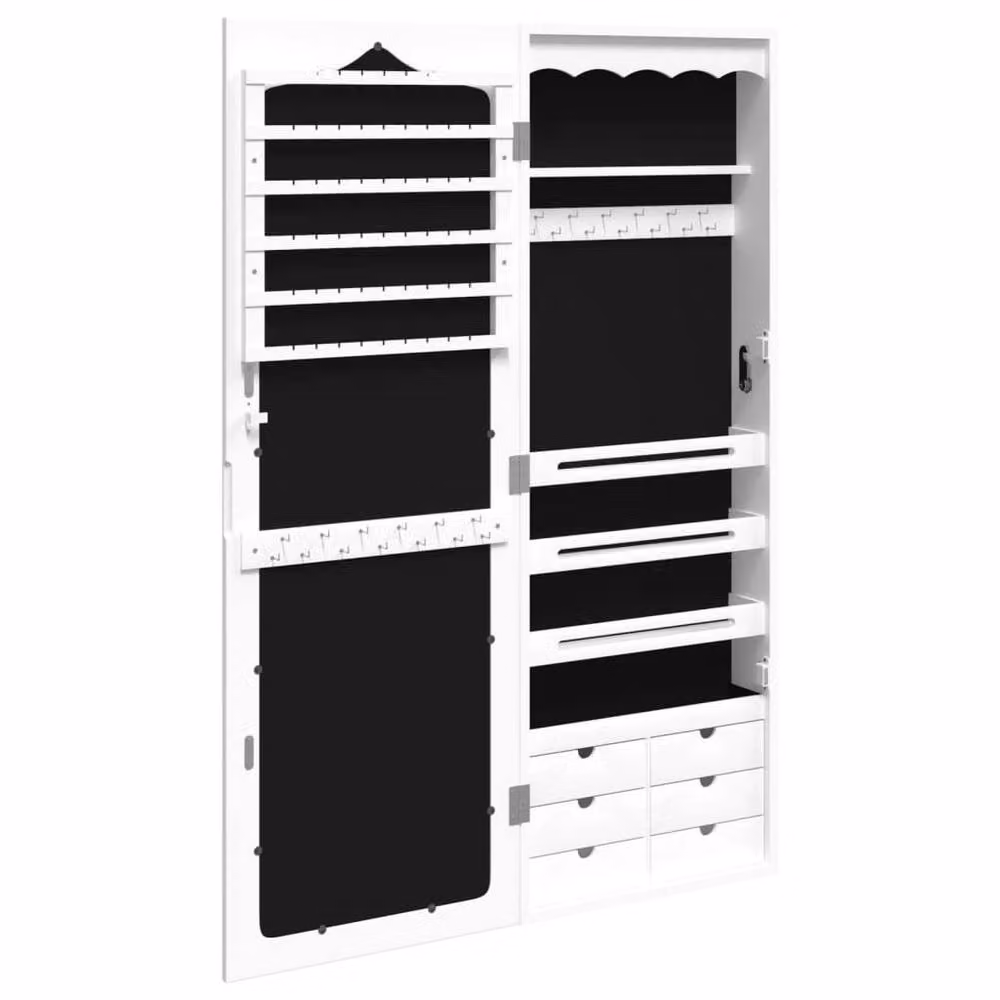 Berkfield Home Wall Mounted Mirror Jewellery Cabinet in White, W/D/H: 37.5 x 10 x 106 cm – 3