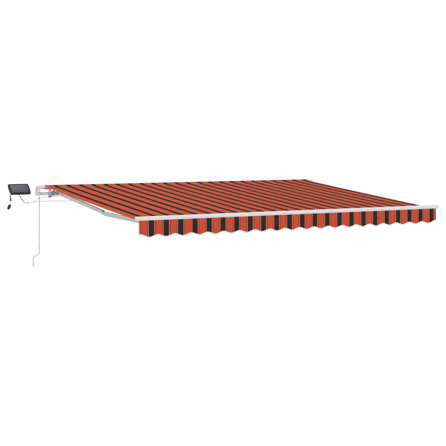 Berkfield Home Manual Retractable Wall-Mounted Awning with LED, Orange and Brown Striped, W: 450 cm, D: 300 cm – 2