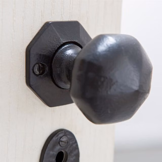 Hammer and Tongs Octagonal Rim and Mortice Door Knob, Pack of 4, Raw Iron, Width: 60 mm