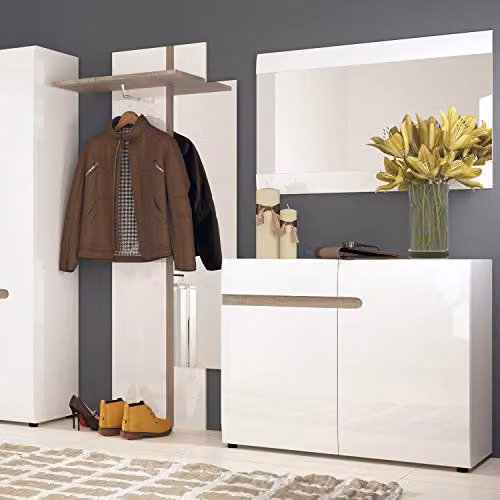 Furniture To Go Chelsea White High Gloss and Oak 1 Drawer 2 Door Sideboard Width: 110 cm – 3
