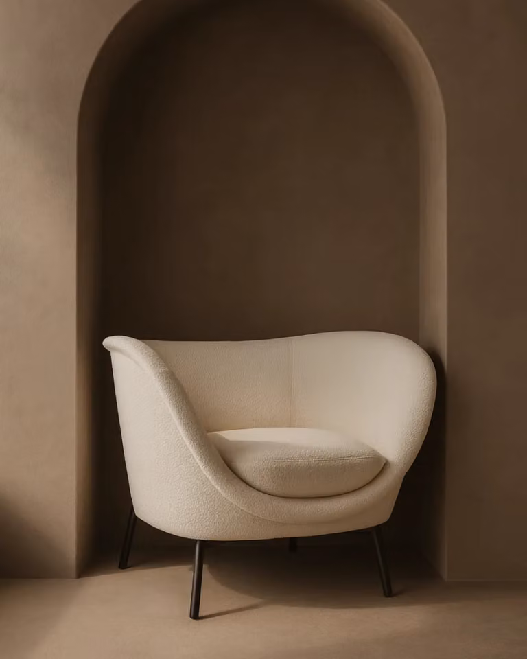 Tommy Franks Lottao Lounge Chair in White Bouclé