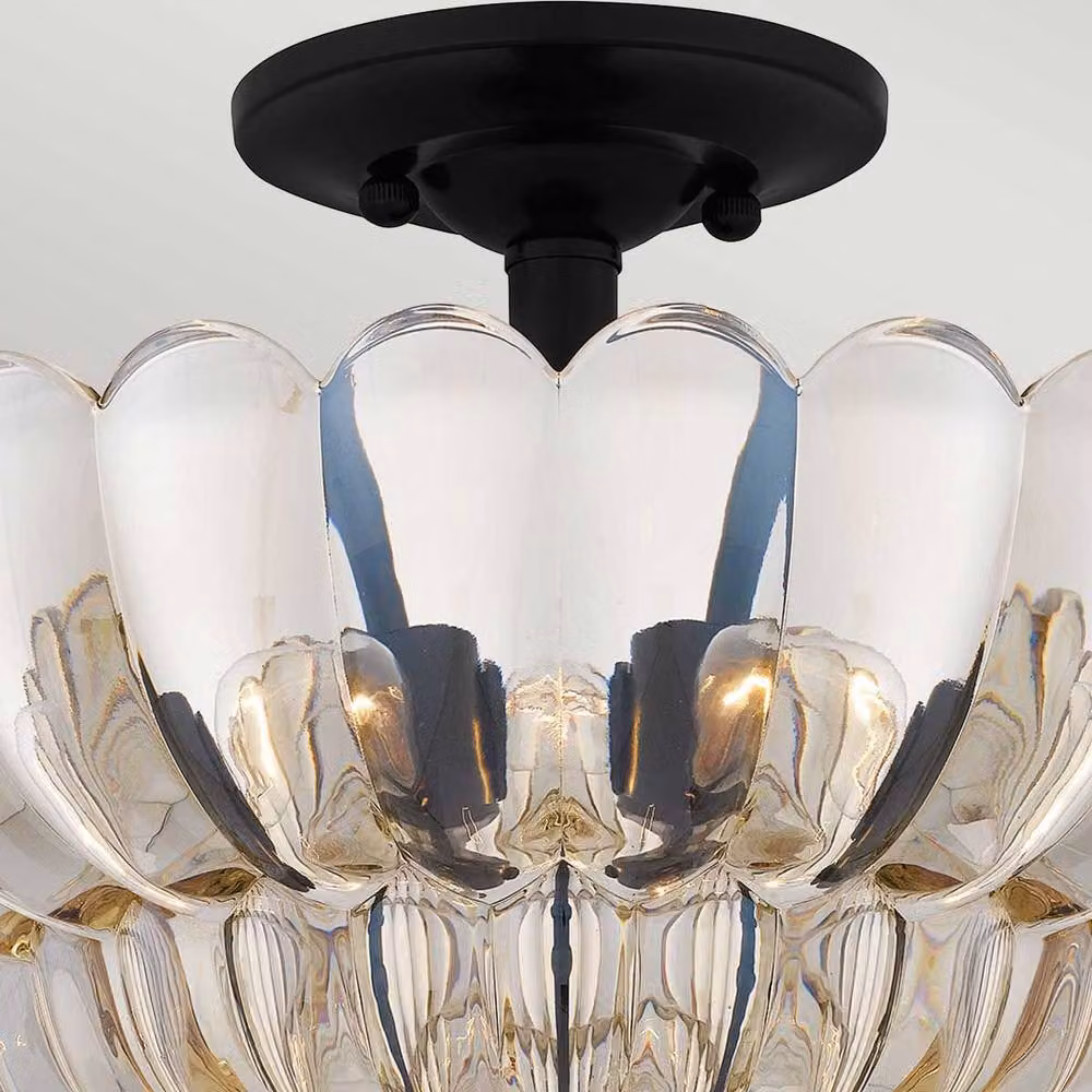 Quoizel Art Deco Ceiling Light in Amber and Brown Mottled Glass with 4x E14 Sockets – 2