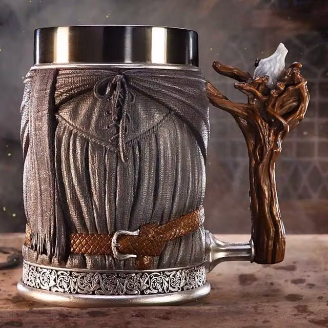 Nemesis Now Lord of the Rings Gandalf The Grey Resin Mug, Grey and Black, Height: 15.5 cm