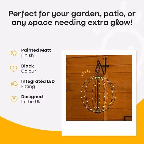 ValueLights Solar Powered Black Metal Wire Frame Fairy Light Lantern with Warm White Light – 3