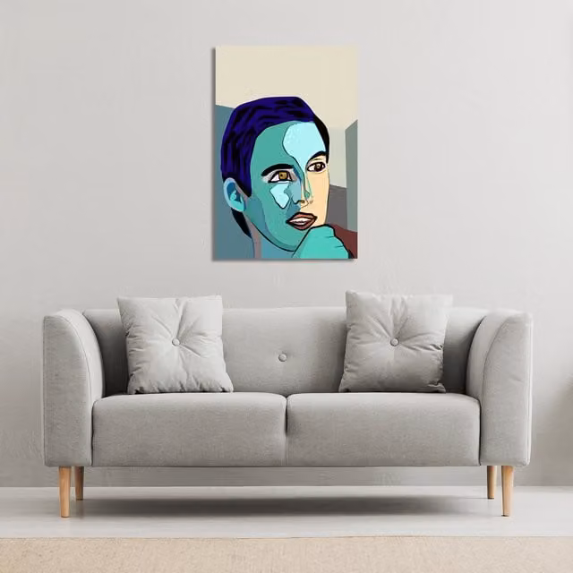 Thoughtful Boy Multicolour Canvas Print, Blue, W: 41 cm, H: 61 cm