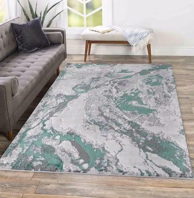 Smart Living Modern Emperor Thick Area Rug for Bedroom, Living Room or Hallway, Aqua Blue Multicolour, W: 60 cm, L: 220 cm